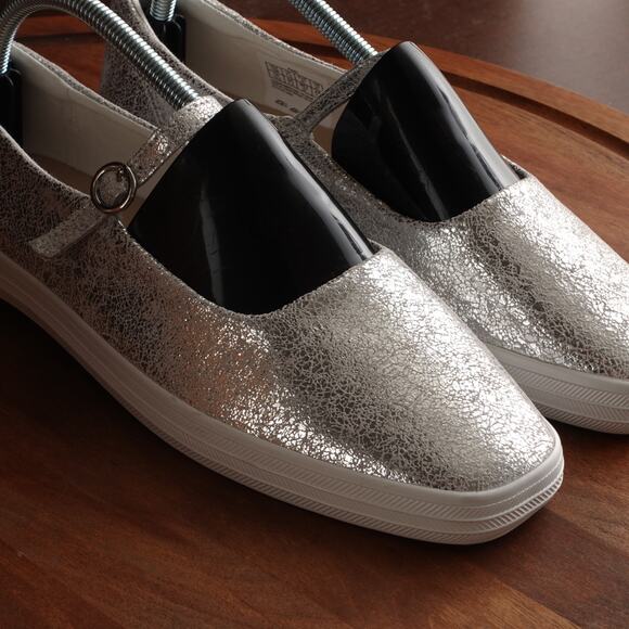 Keds Flats Womens Size 10M Silver Metallic Mary Jane Square Toe Sneaker Shoes - Picture 6 of 14